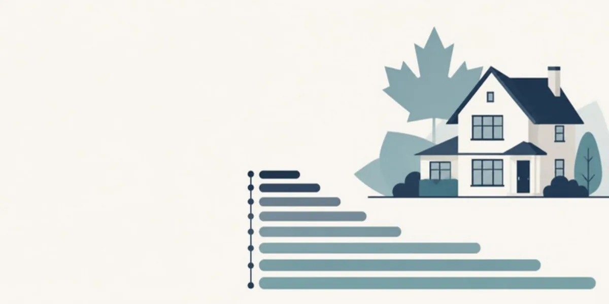 Flat-vector illustration of mortgage payment bars stretching longer and flatter across a timeline beside a Canadian house, representing an amortization extension at renewal